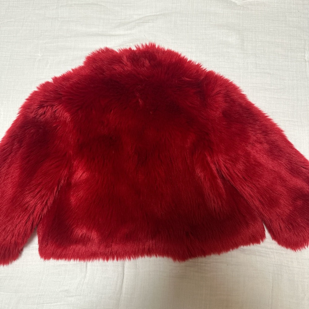 Janie and Jack Vibrant Red Faux Fur Coat